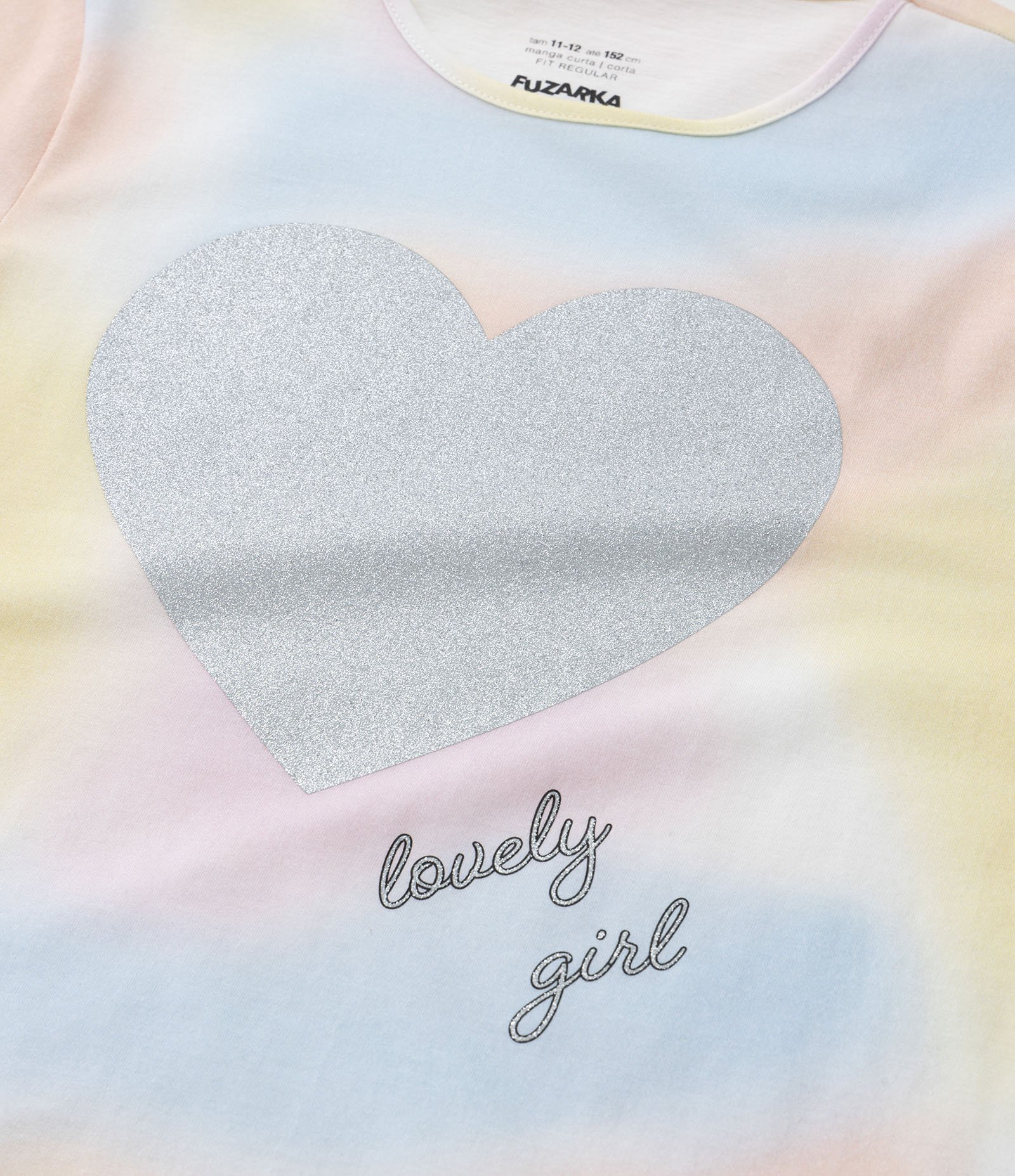 Camiseta Infantil com Estampa Tie Dye e Coração em Glitter - Tam 5 a 14 Anos Multicores 4