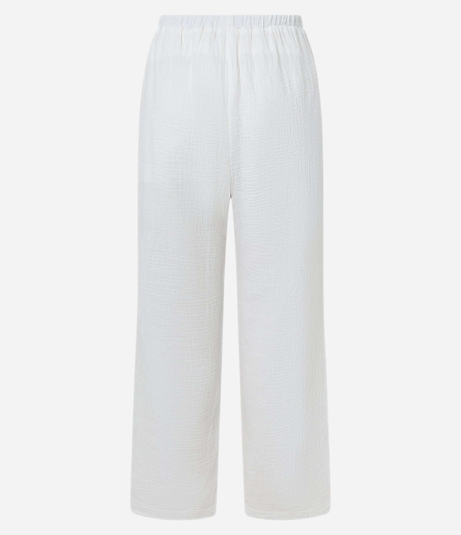 Calça Fluída Texturizada em Algodão com Cós Elástico Branco 6