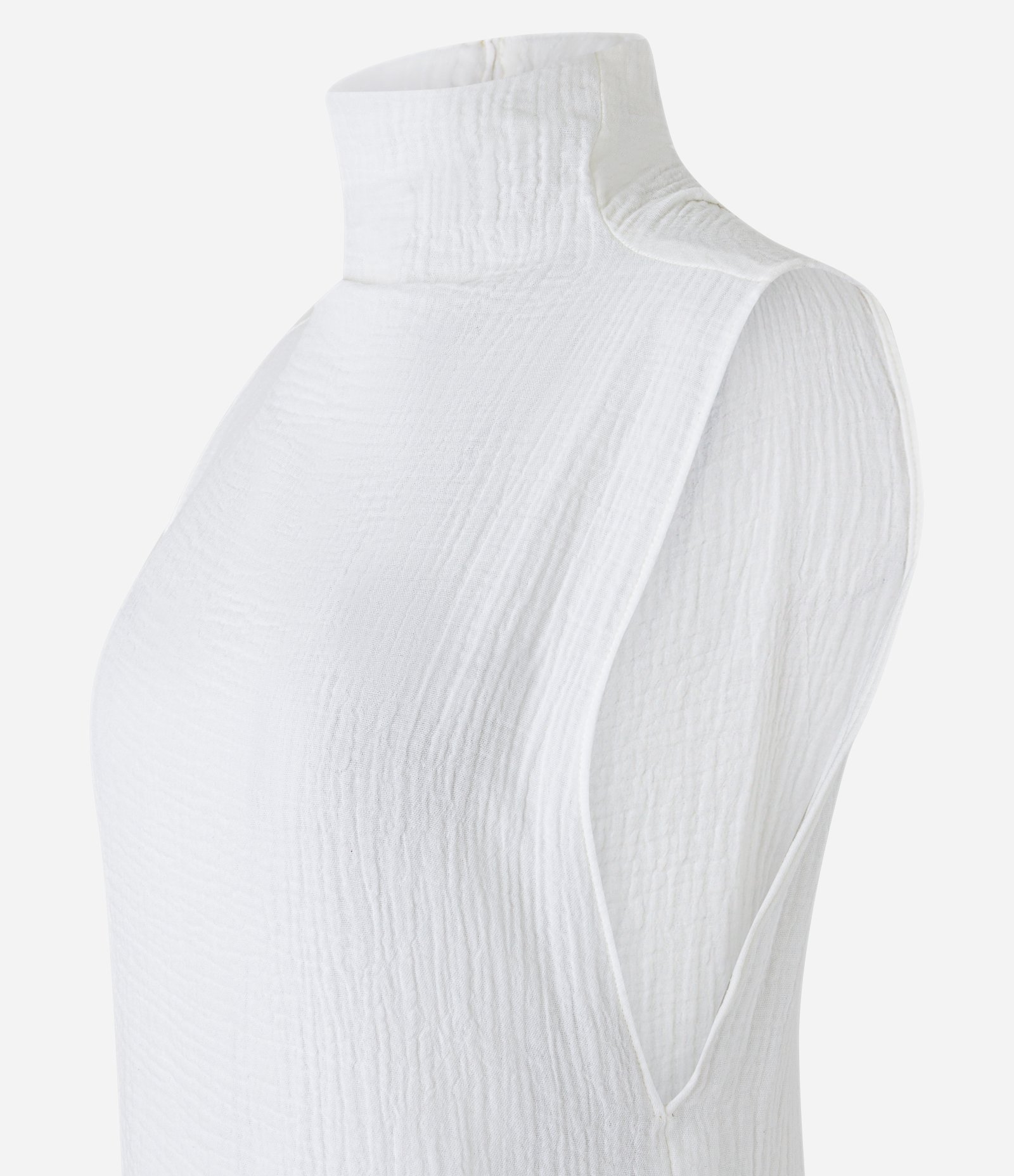 Blusa Texturizada em Algodão com Gola Alta e Cava Ampla Branco 7