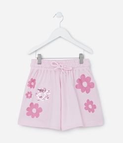 Short Clochard Infantil em Moletom com Flores Bold e Paetês - Tam 5 a 14 Anos