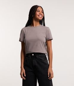 Camiseta Regular em Algodão com Manga Dobrada