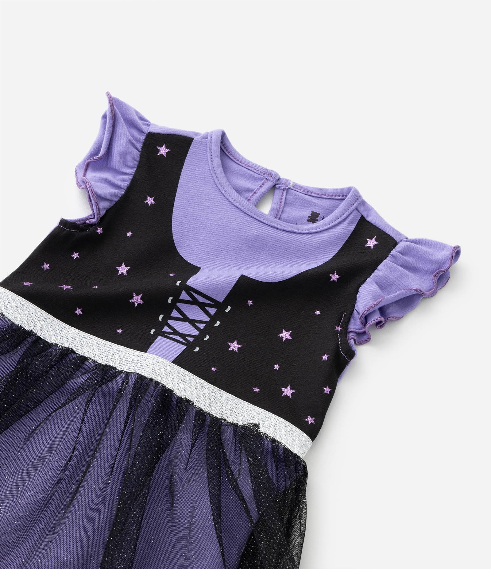 Vestido Body Infantil com Estampa Bruxinha com Saia de Tule - Tam 0 a 24 meses Preto 8