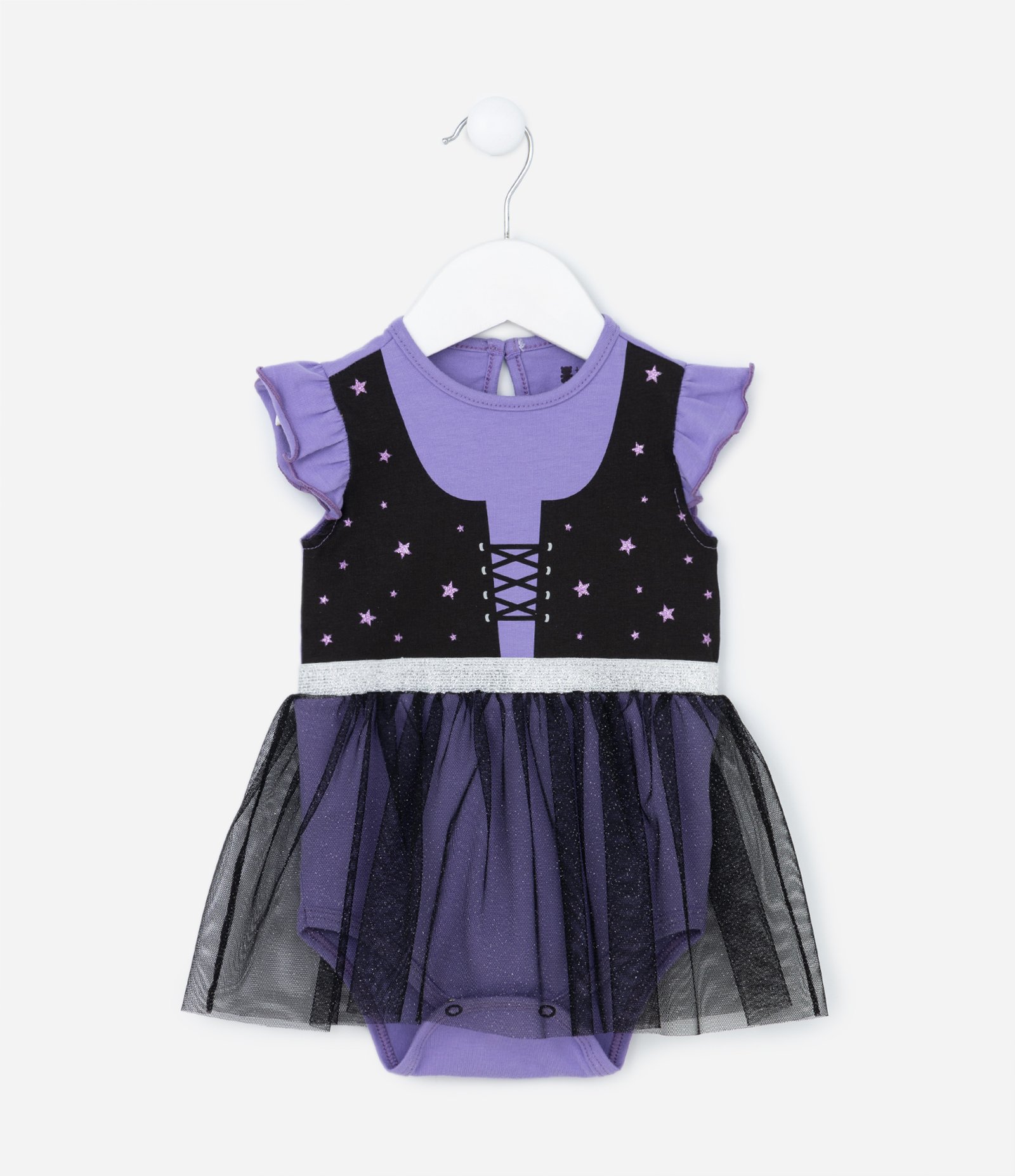 Vestido Body Infantil com Estampa Bruxinha com Saia de Tule - Tam 0 a 24 meses Preto 1
