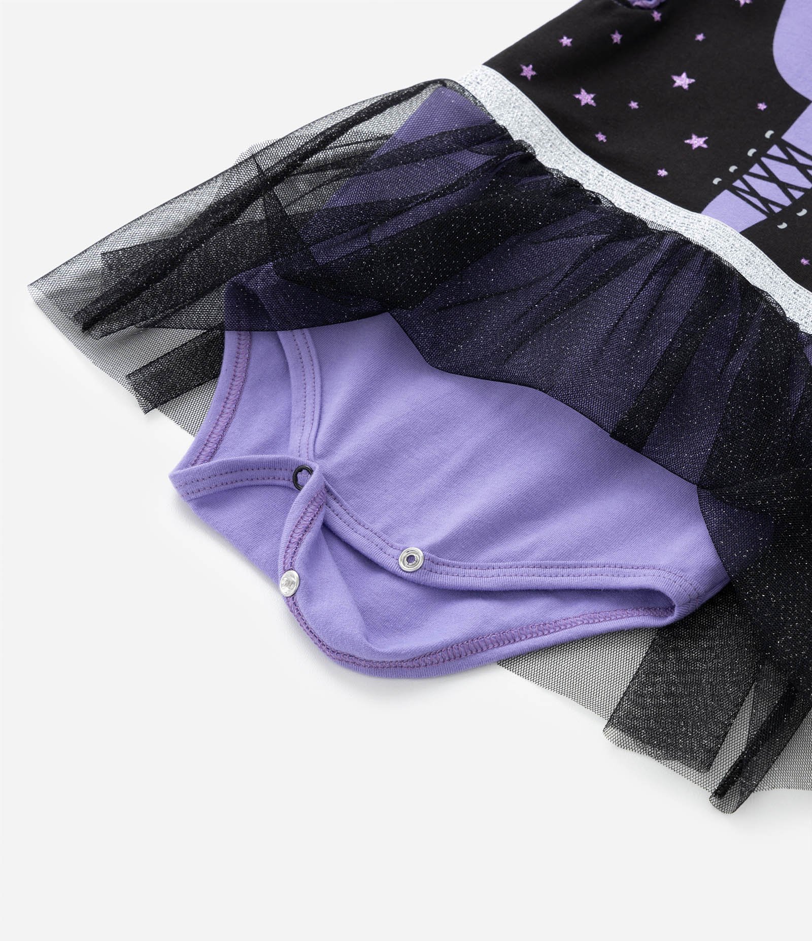 Vestido Body Infantil com Estampa Bruxinha com Saia de Tule - Tam 0 a 24 meses Preto 3