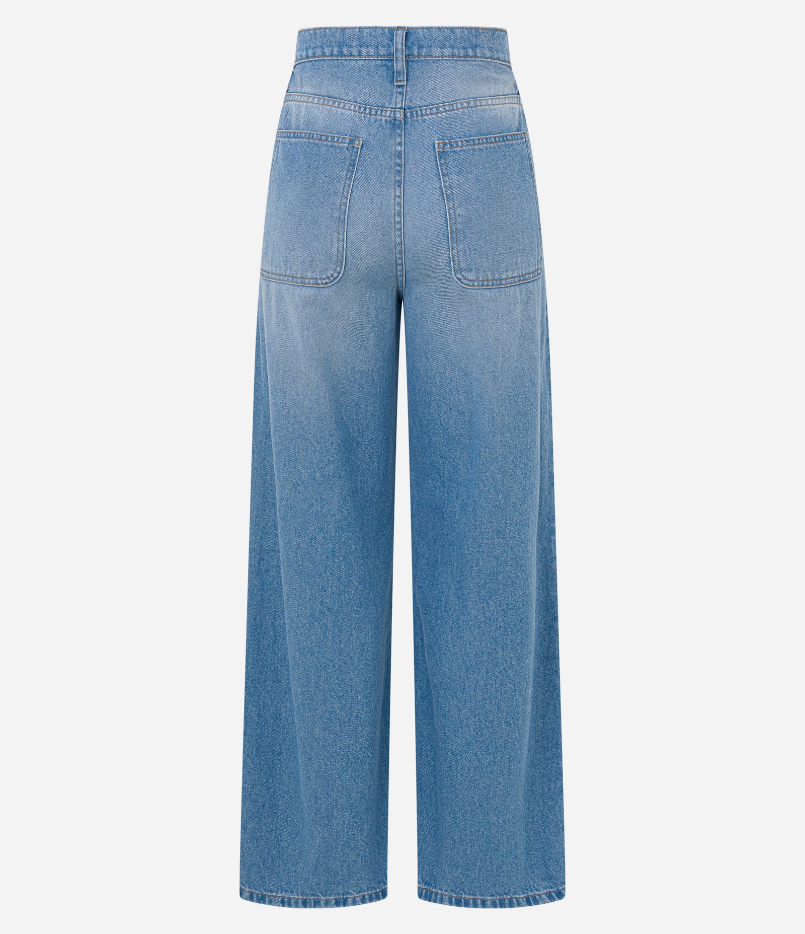 Calça Pantalona Jeans com Abotoamento e Pregas no Cós Azul 8