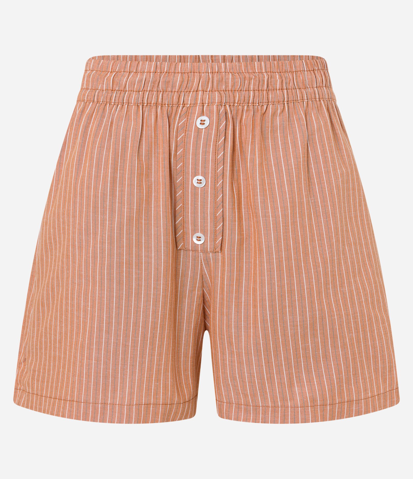 Short em Tricoline com Cós Elástico e Botões Frontais Laranja 5