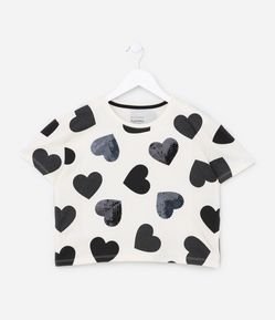 Blusa Cropped Infantil em Algodão com Bordado em Paetês - Tam 5 a 14 Anos