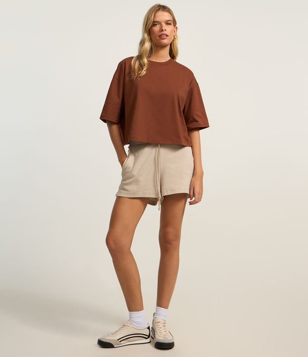 Blusa Cropped Oversized em Meia Malha