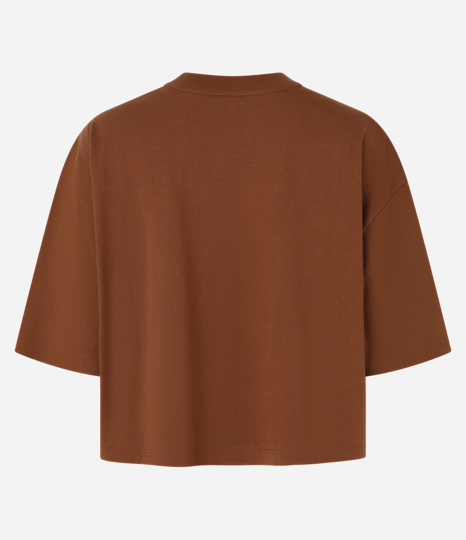 Camiseta Cropped Oversized em Algodão Peruano Marrom Telha 4