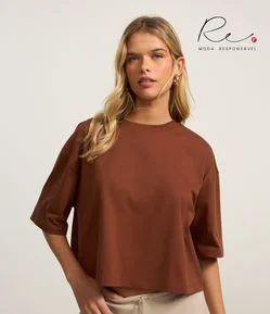 Camiseta Cropped Oversized em Algodão Peruano