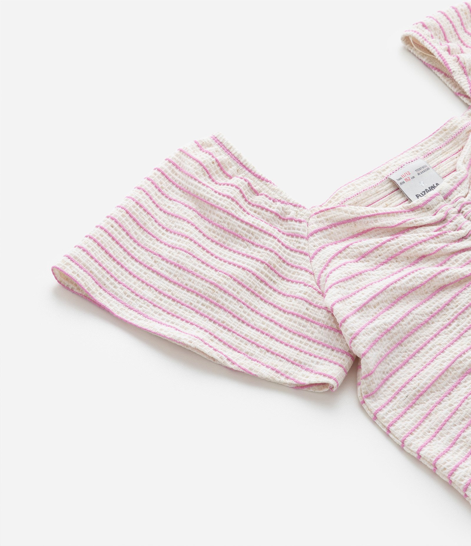 Blusa Cropped Infantil Texturizada com Ajuste - Tam 5 a 14 Anos Rosa 4