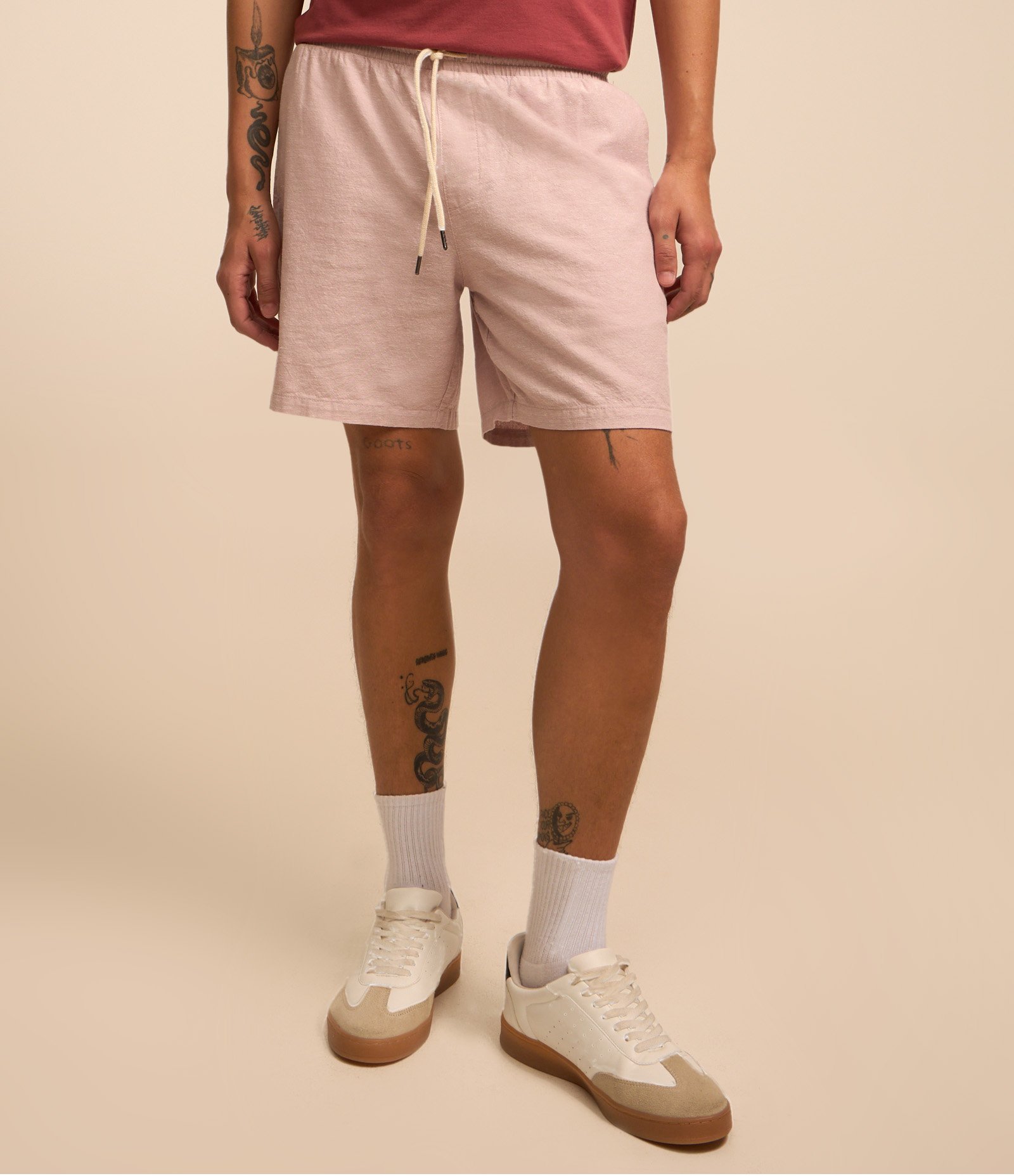 Bermuda em Algodão com Cós Elástico e Textura Rosa 3