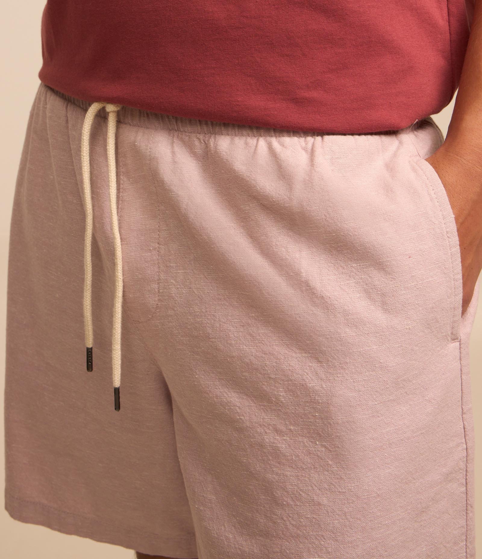 Bermuda em Algodão com Cós Elástico e Textura Rosa 4