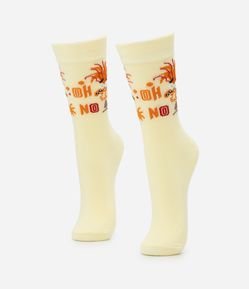 Meia Cano Alto em Algodão com Estampa Divertidamente