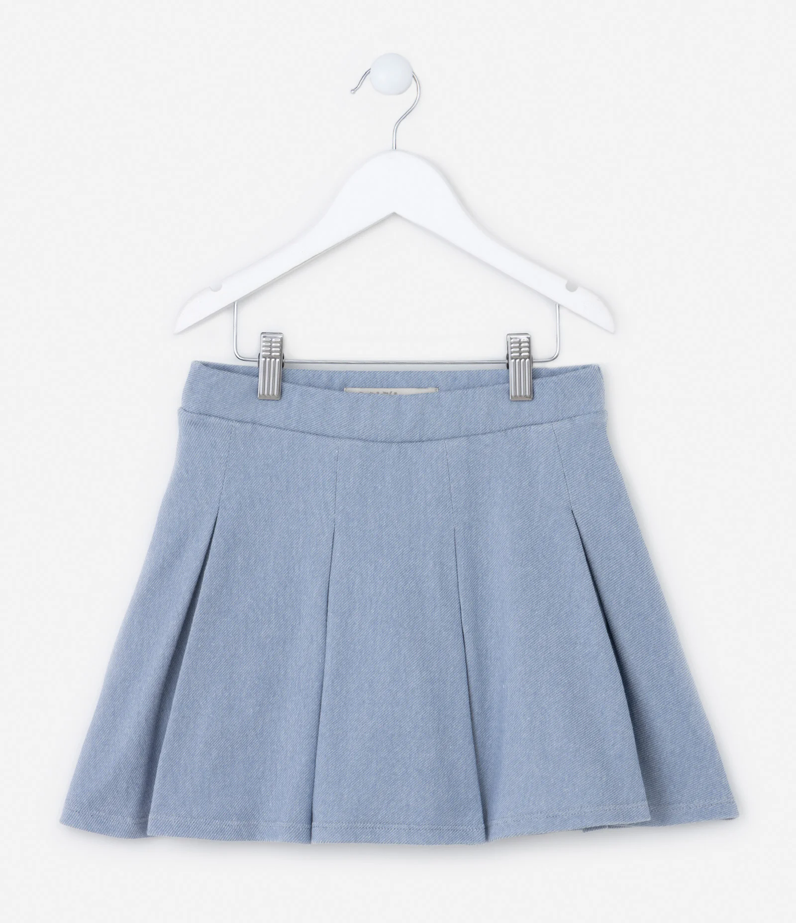 Short Saia Infantil Plissado com Textura - Tam 5 a 14 Anos Azul 1