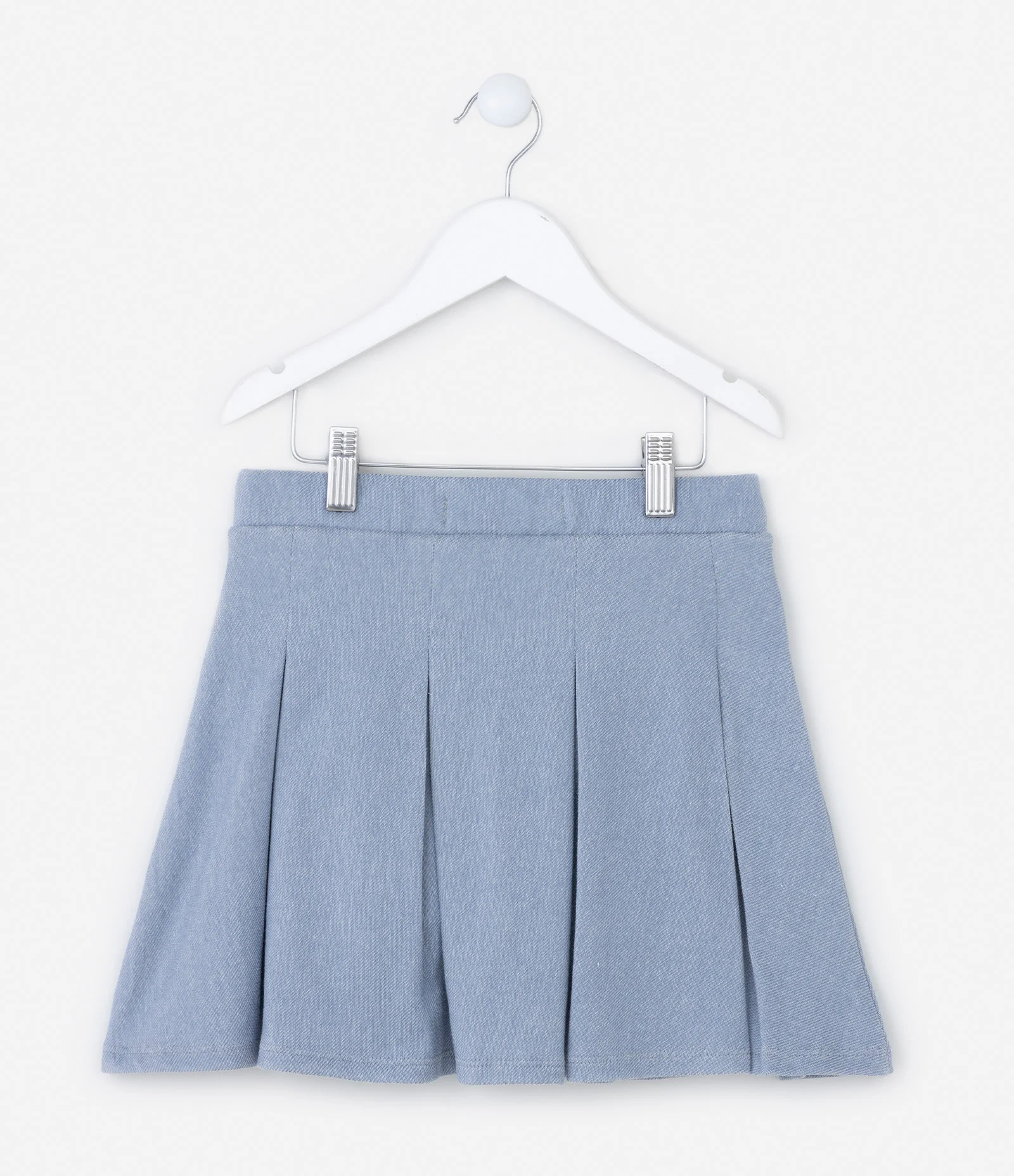 Short Saia Infantil Plissado com Textura - Tam 5 a 14 Anos Azul 2