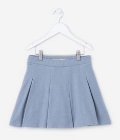 Short Saia Infantil Plissado com Textura - Tam 5 a 14 Anos