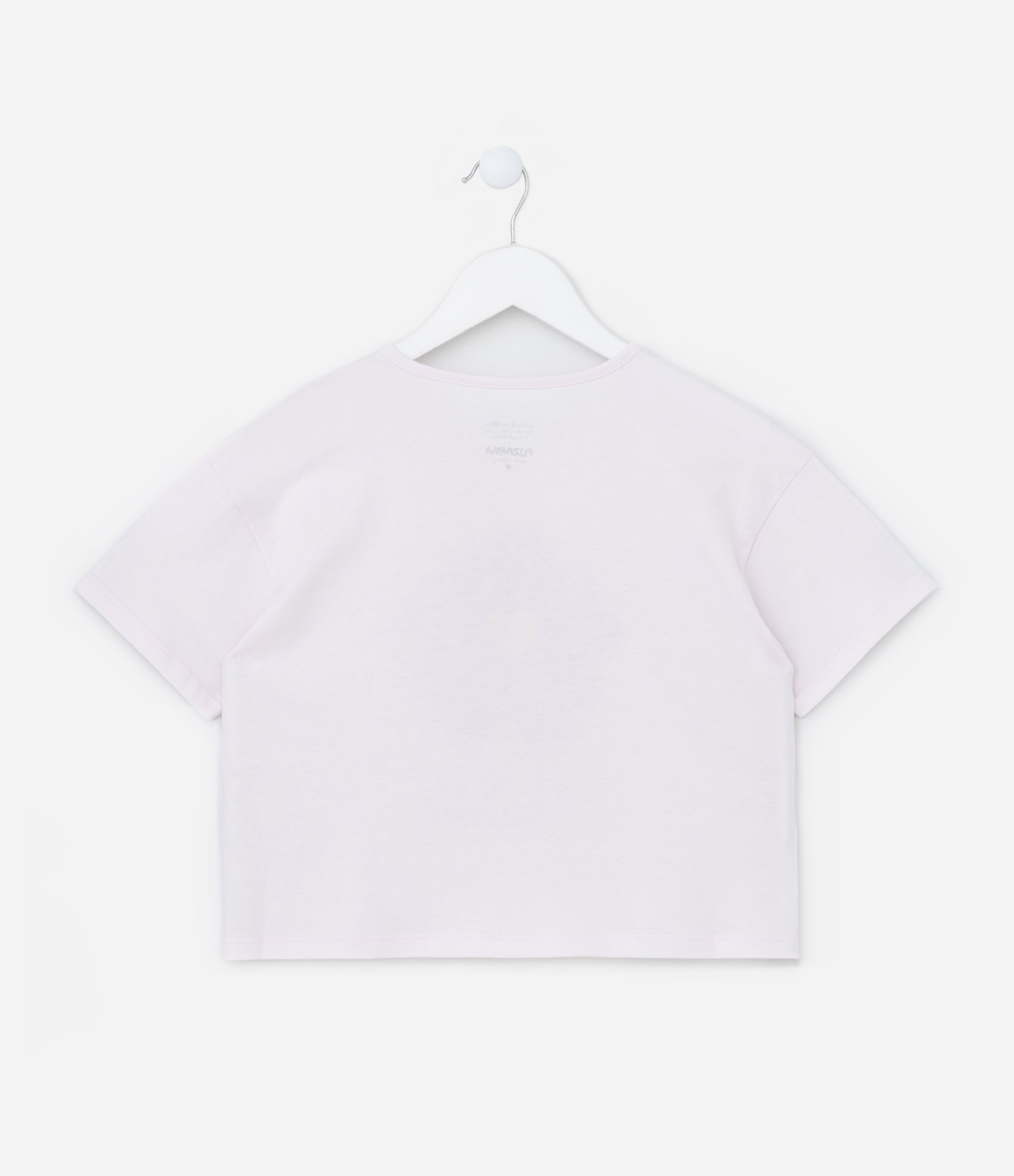 Camiseta T-shirt Cropped com Estampa de Flor com Glitter - Tam 5 a 14 Anos Rosa 2