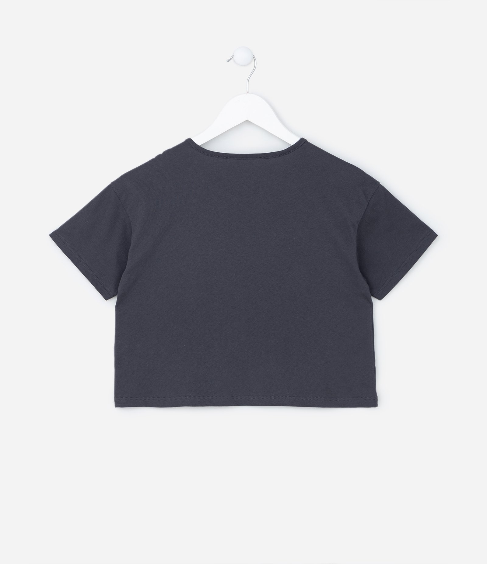 Camiseta Cropped Infantil com Estampa de Ursinho - Tam 5 a 14 Anos Cinza 2