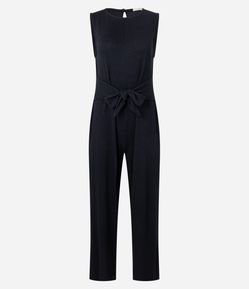 Macacão Reto em Viscose com Amarração na Cintura