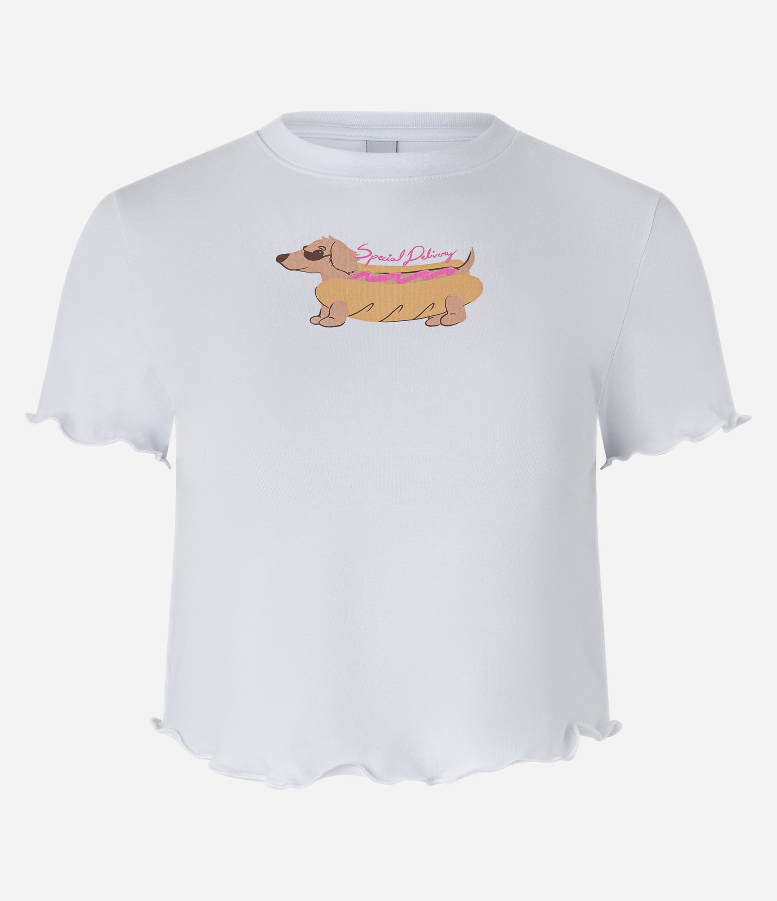 Blusa Baby Look em Algodão com Estampa Doguinho Branco 5