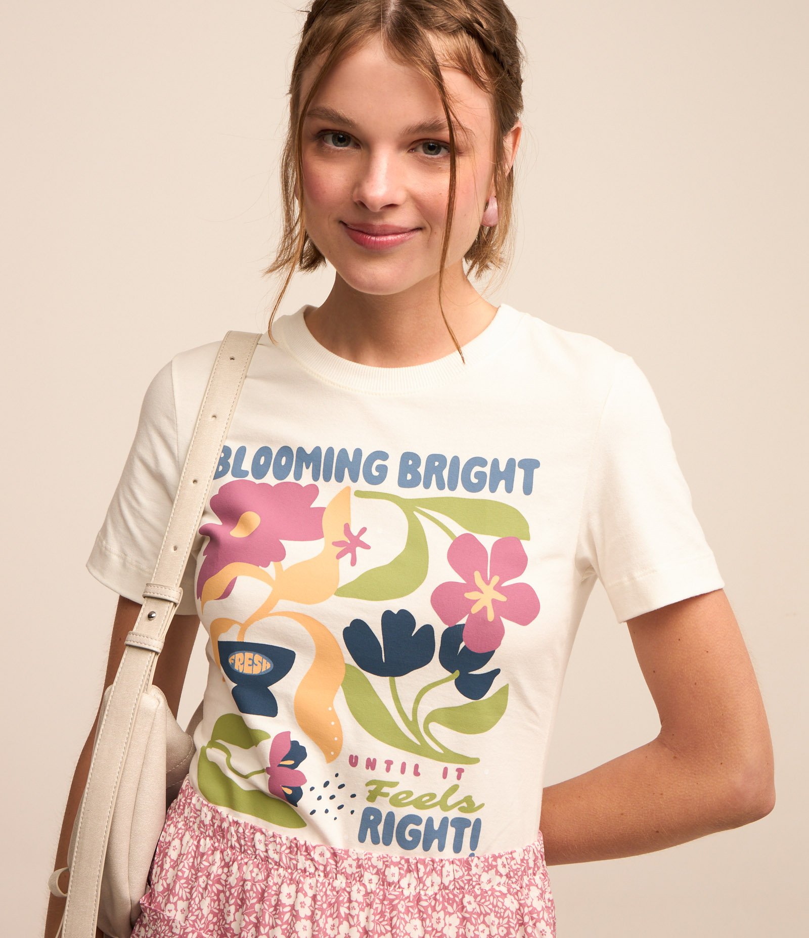 Blusa T-shirt em Algodão com Estampa Blooming Bright Branco 3