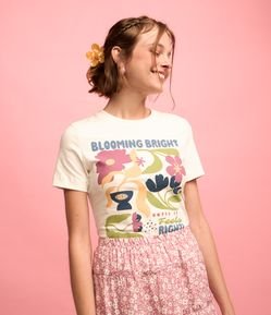 Blusa T-shirt em Algodão com Estampa Blooming Bright