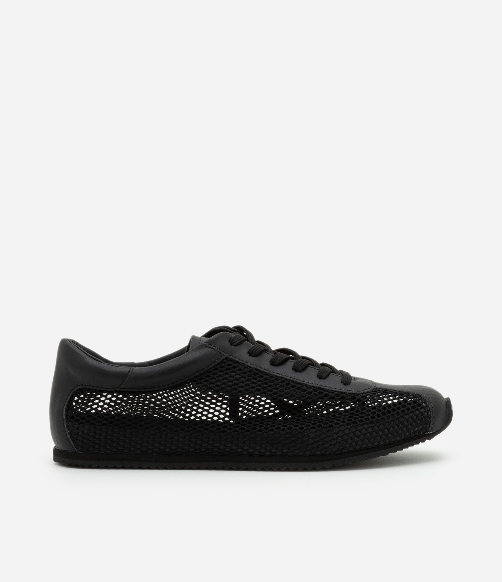 Tênis Jogging em Material Sintético com Textura de Tela Preto 1