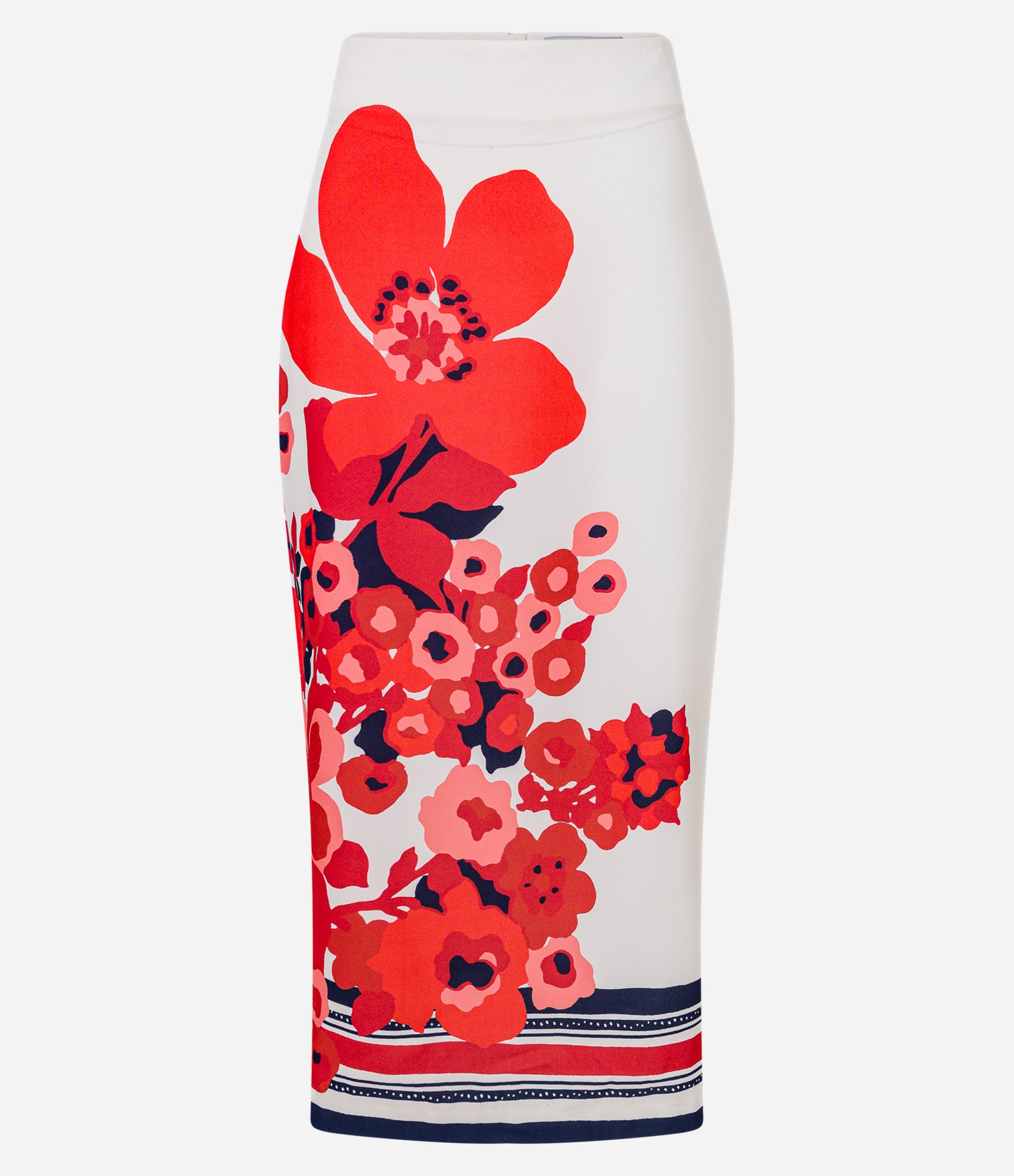 Saia Midi Reta Alfaiatada com Zíper e Estampa Floral Branco Neve 6