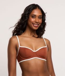 Biquíni Top Meia Taça em Microfibra com Viés Contrastante
