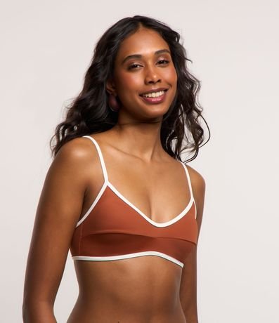 Biquíni Top Camisetinha em Microfibra com Viés Contrastante Menor preço em Biquíni Top Camisetinha em Microfibra com Viés Contrastante