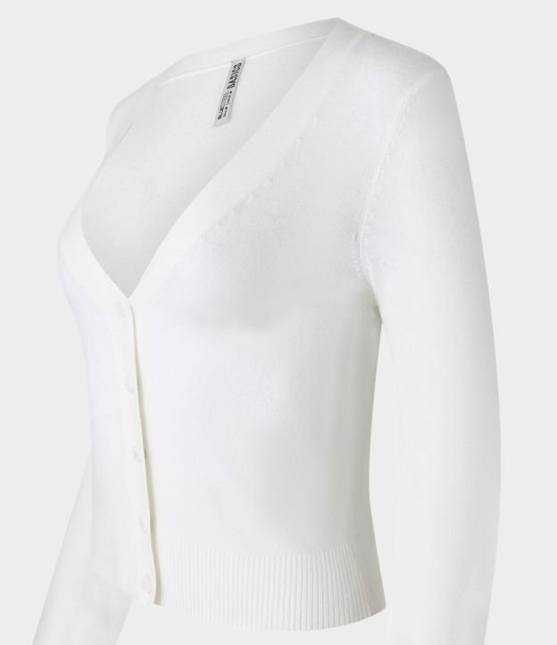Cardigan Curto em Tricô com Botões