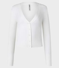 Cardigan Curto em Tricô com Botões