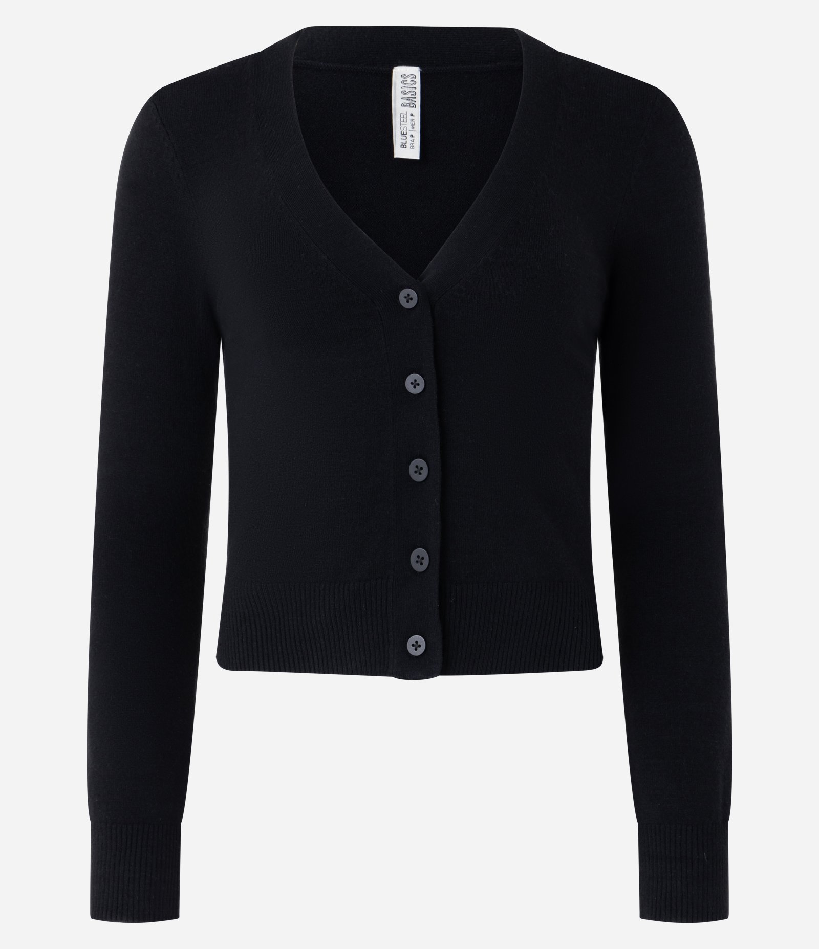 Cardigan Curto em Tricô com Botões Preto 4
