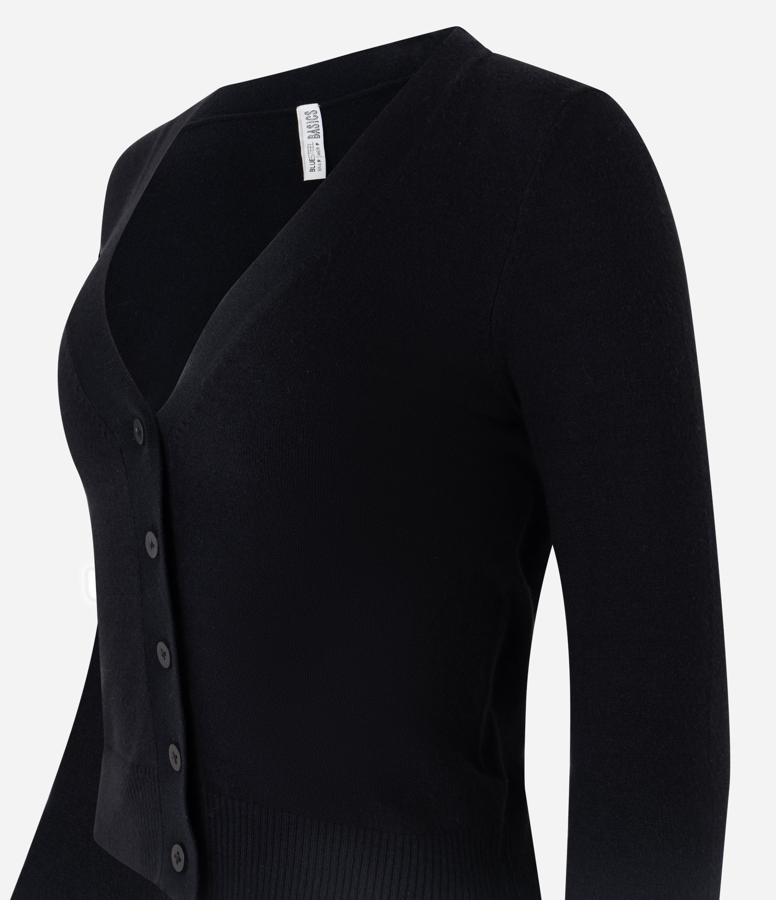Cardigan Curto em Tricô com Botões Preto 5