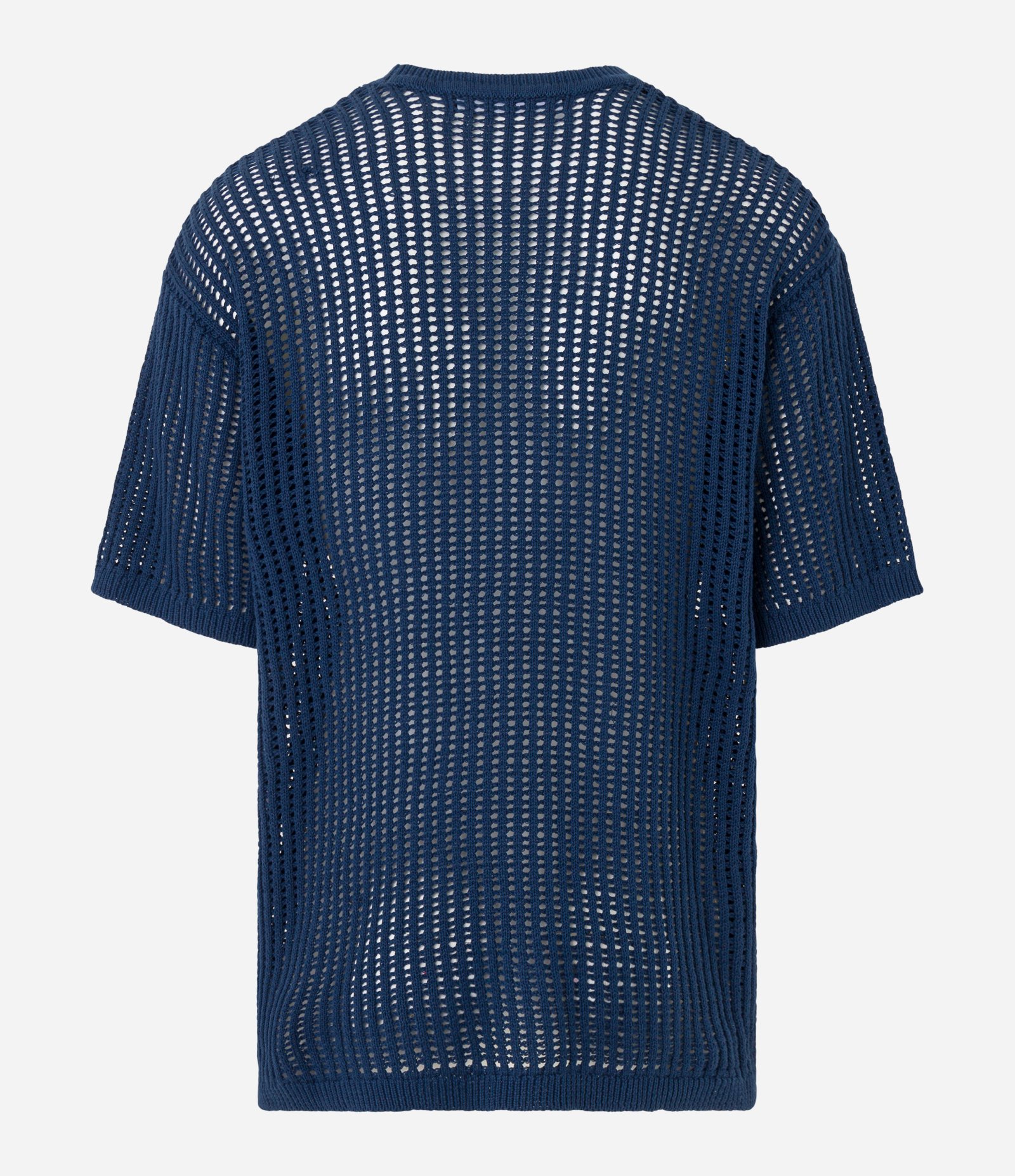 Camiseta Relaxed em Tricô com Ponto Aberto Azul 6