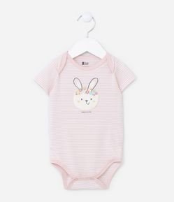 Body Infantil em Cotton com Estampa Coelha - Tam 0 a 18 meses