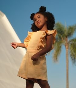 Macaquinho Infantil em Sarja com Babadinhos -  Tam 5 a14 Anos