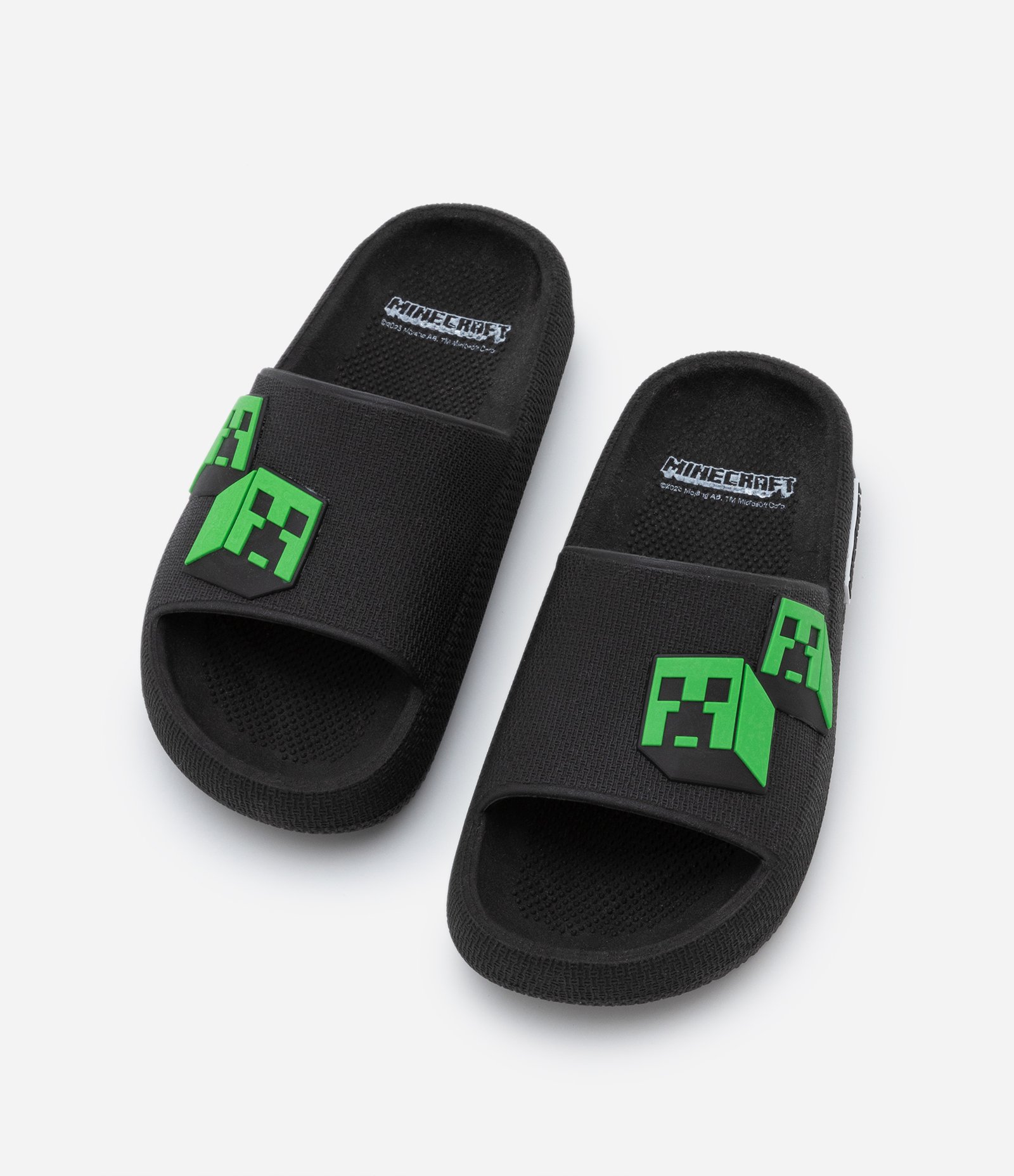 Chinelo Slide Infantil com Patch do Minecraft - Tam 27 ao 34 Preto 4