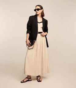 Saia Longa Alfaiatada com Fechamento Frontal no Cós