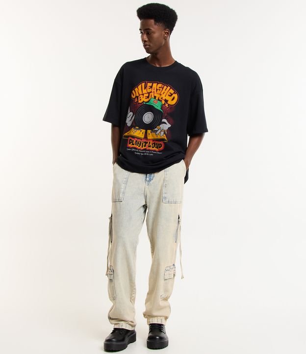 Camiseta Oversized em Algodão com Estampa Disco Unleashed Beats
