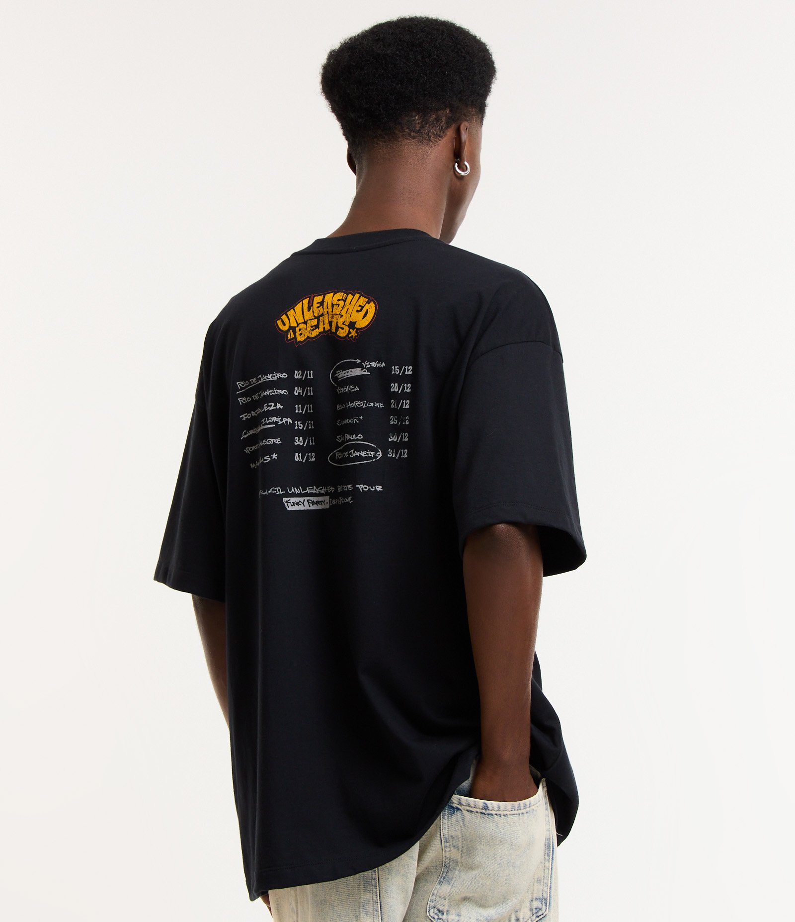 Camiseta Oversized em Algodão com Estampa Disco Unleashed Beats Preto 3