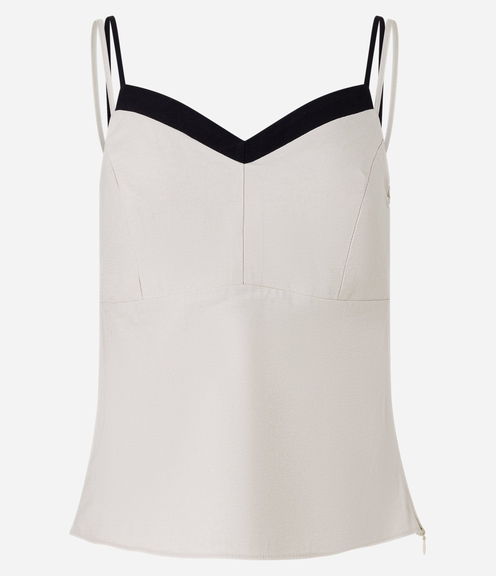 Blusa de Alcinha Alfaiatada com Detalhe Contrastante Off White/ Preto 5