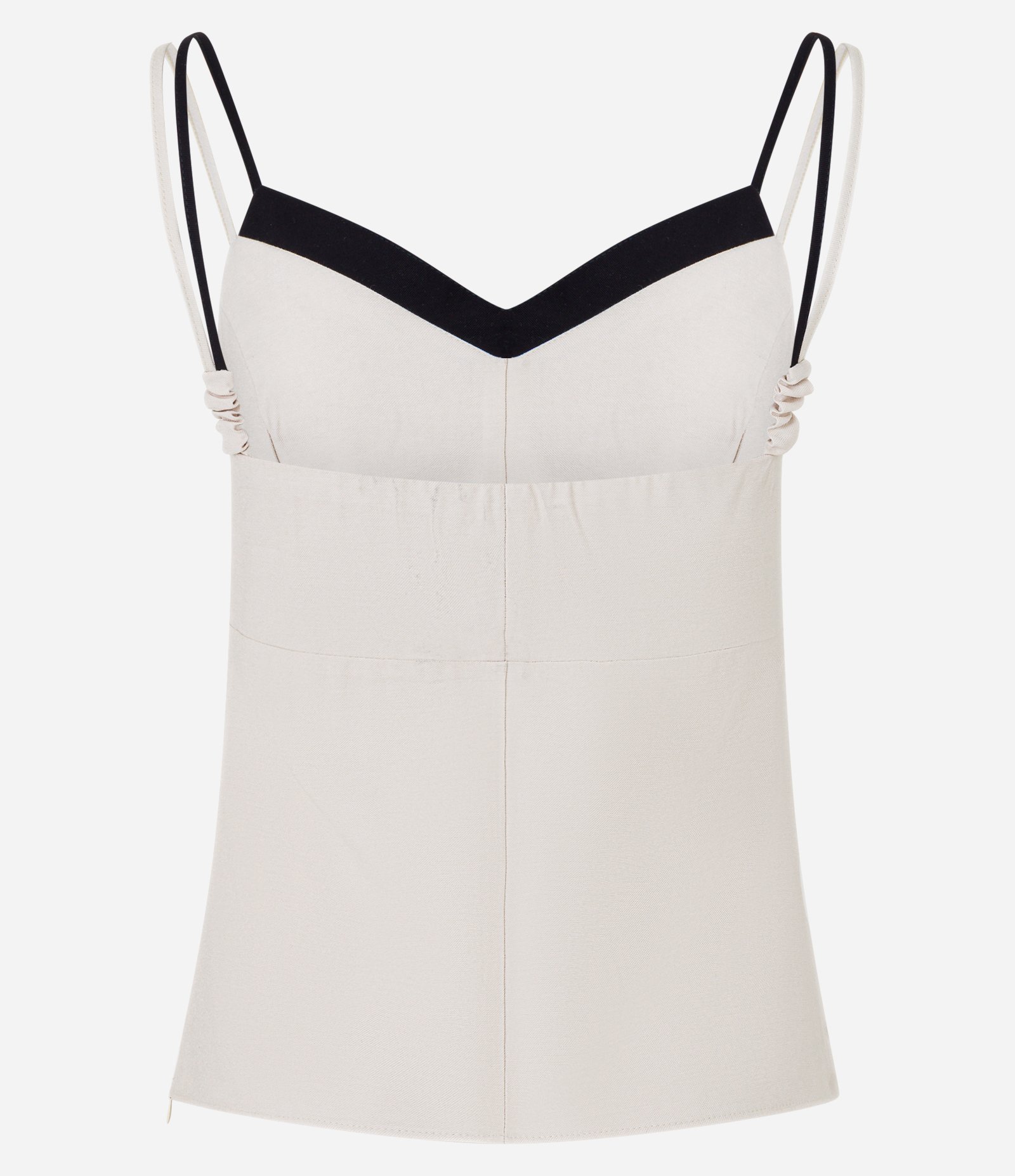 Blusa de Alcinha Alfaiatada com Detalhe Contrastante Off White/ Preto 6