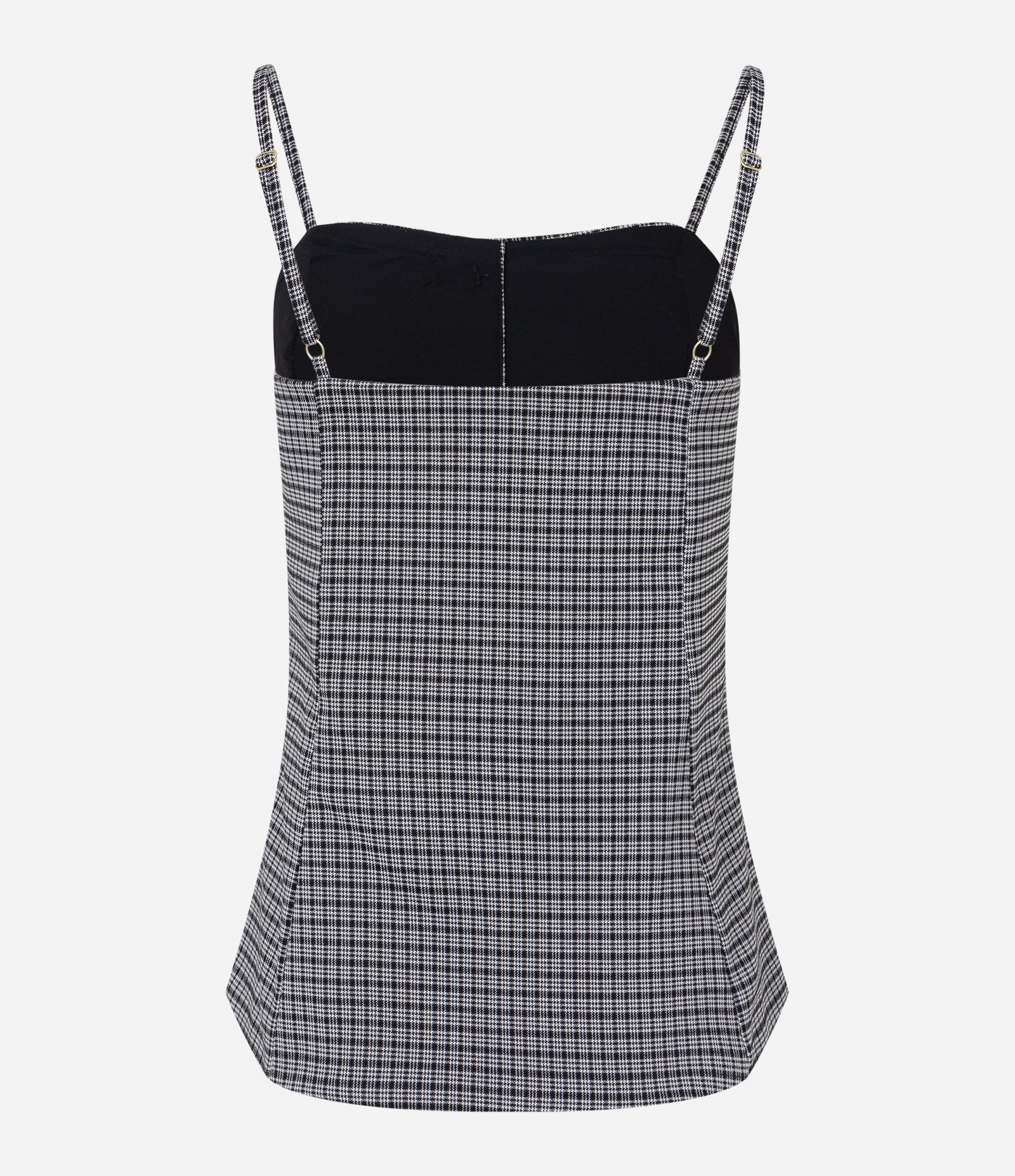 Blusa de Alcinha Alfaiatada com Abotoamento Frontal e Estampa Xadrez Cinza Escuro 6