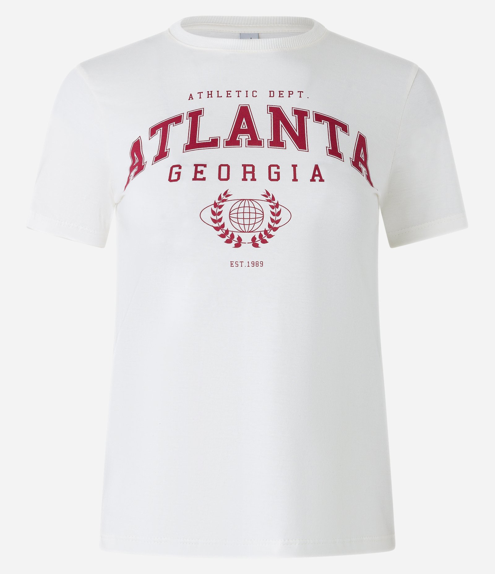 Camiseta Alongada em Algodão com Estampa College Atlanta Branco 5