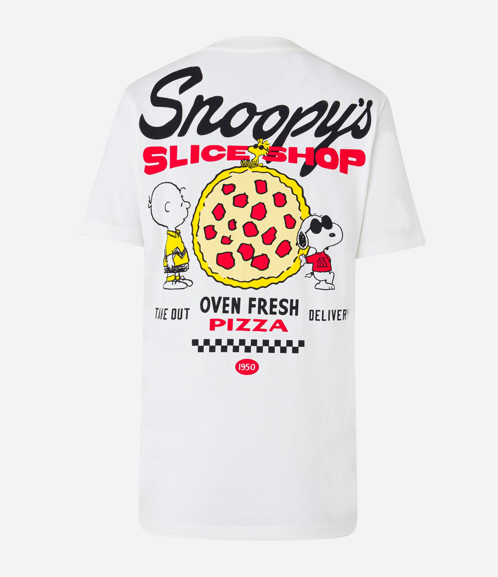 Camiseta Alongada em Algodão com Estampa do Snoopy Pizza Branco 5