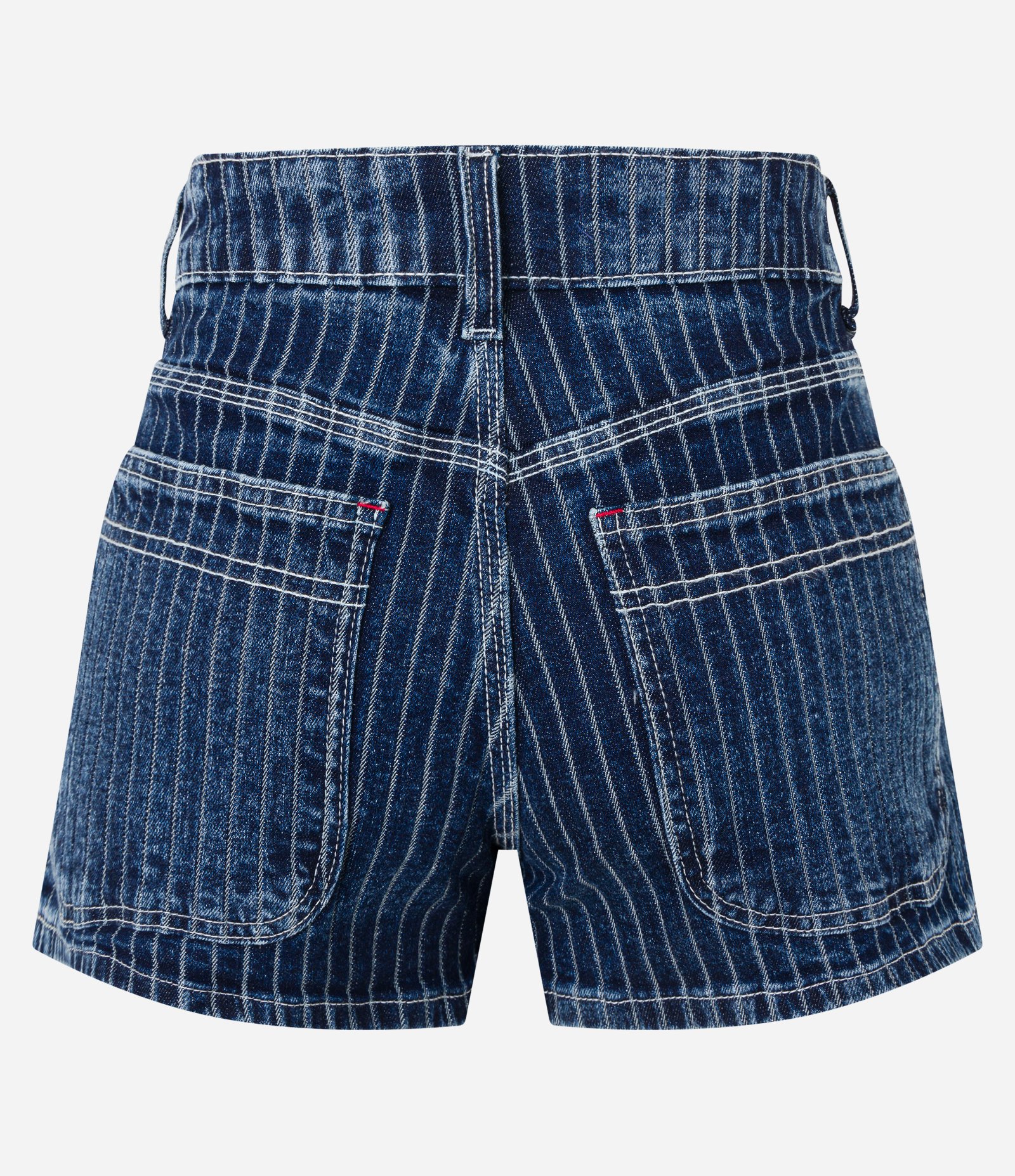 Short Cintura Alta em Jeans Listrado com Fio Tinto Azul 6