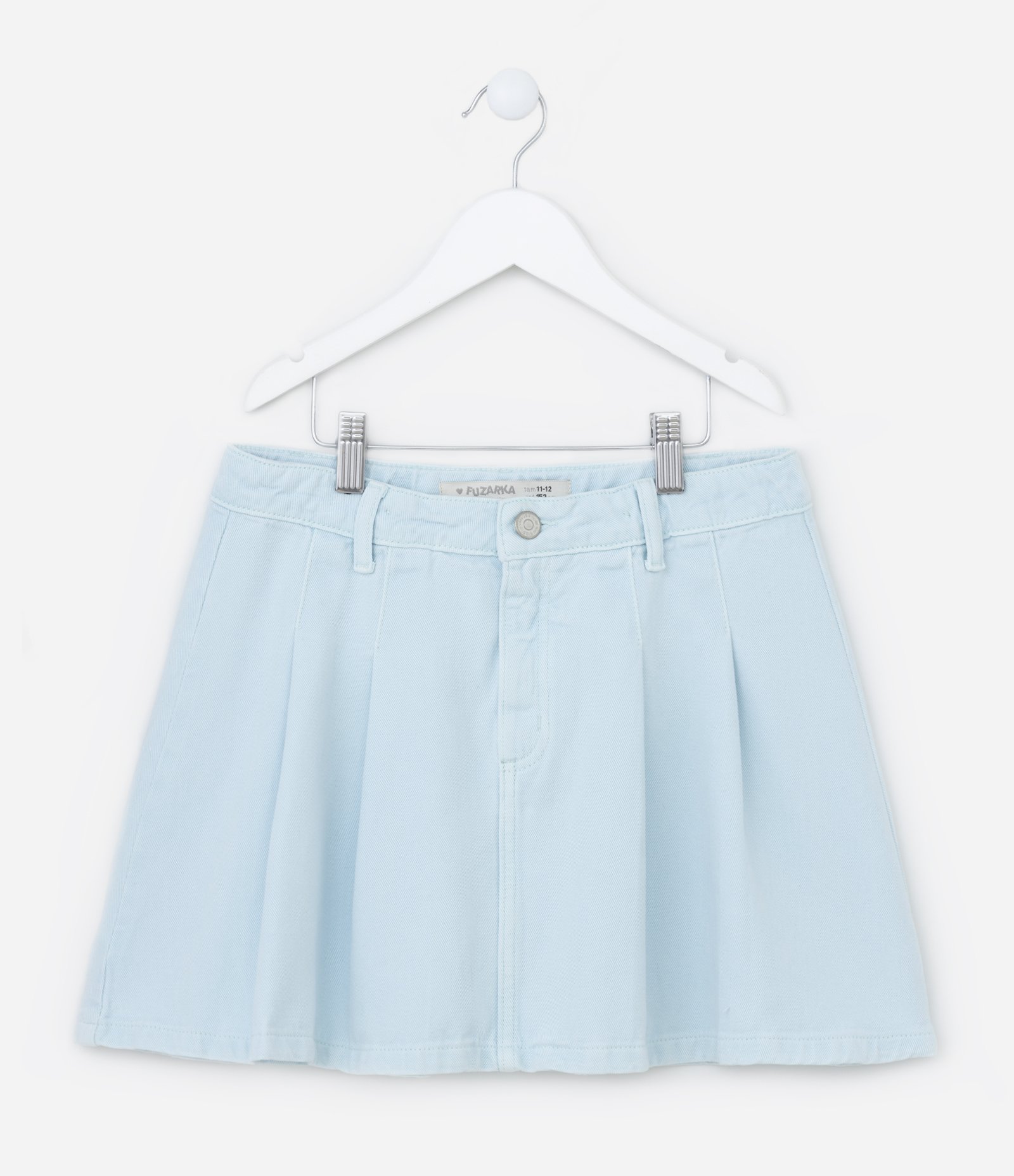 Saia Infantil em Jeans com Pregas - Tam 5 a 14 Anos Azul 2