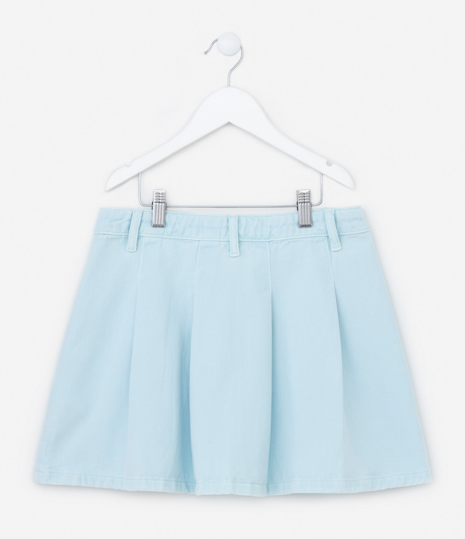 Saia Infantil em Jeans com Pregas - Tam 5 a 14 Anos Azul 3